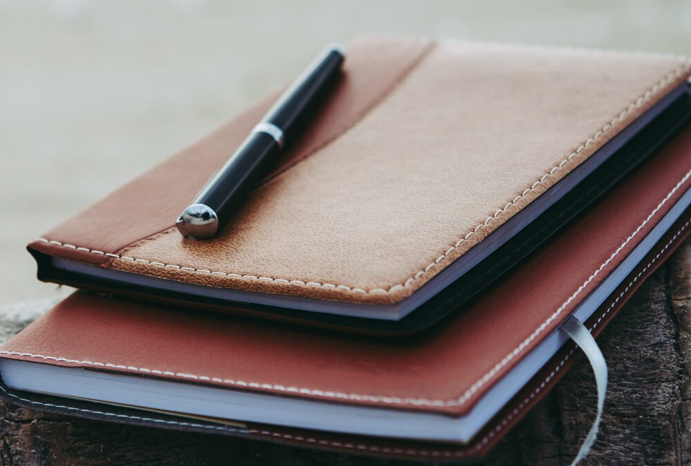 Leather bound notebook, corporate promo item