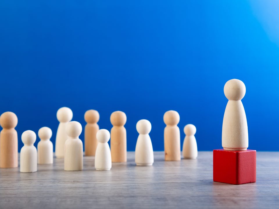 successful team leader, Leader standing out from the crown.